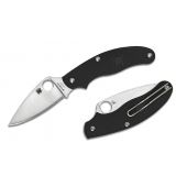 Spyderco UK Penknife - Black FRN Handle, Satin Leaf Plain Edge